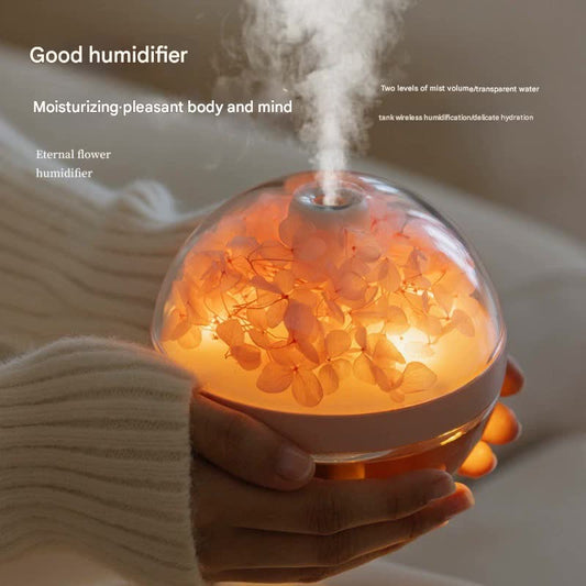 Eternal Flower Wireless Humidifier & Night Light - 270ml, 800mAh Rechargeable, Quiet Operation(purple)