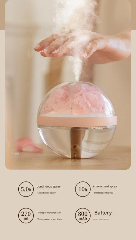 Eternal Flower Wireless Humidifier & Night Light - 270ml, 800mAh Rechargeable, Quiet Operation(purple)