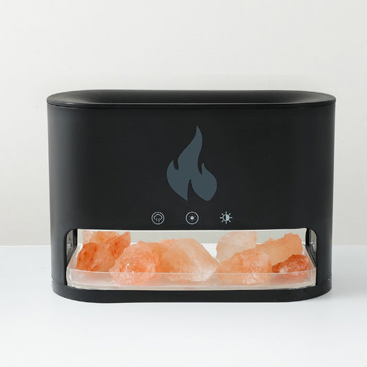 Himalayan Salt Stone Flame Aroma Diffuser & Humidifier - 7 Light Options, Ultrasonic, Auto Shut-Off(black)
