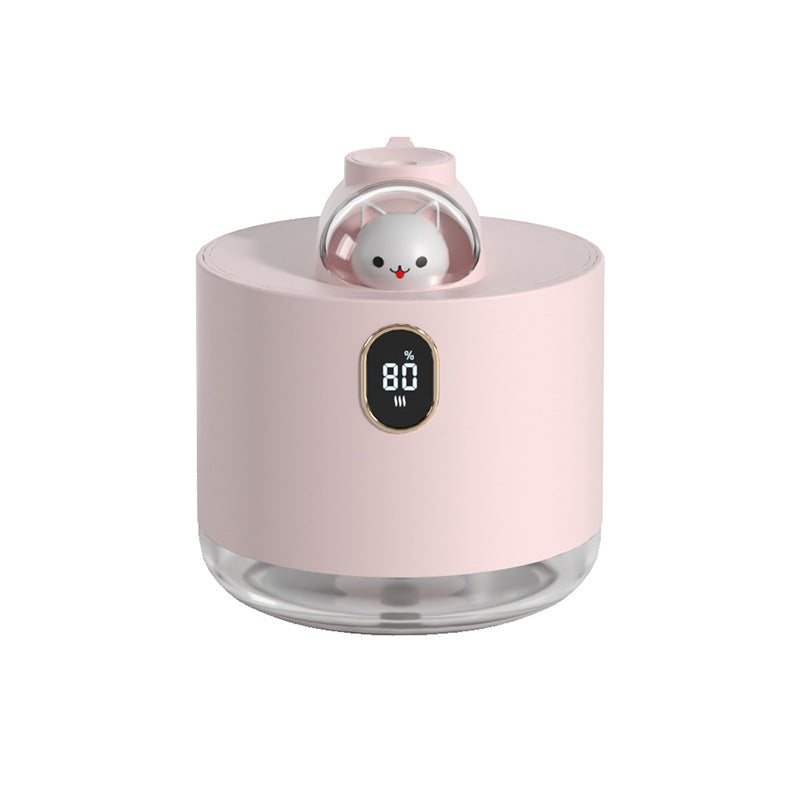 Pink Adorable Space Capsule Humidifier - Portable USB Cool Mist Maker with LED Display & Ambient Night Light