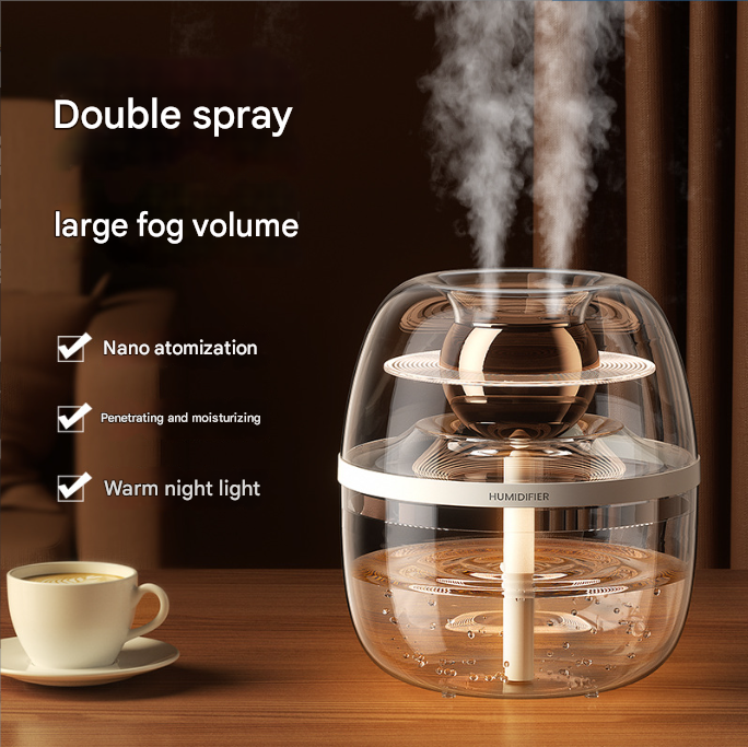 Pink Crystal Clear Dual Mist Humidifier - Ultrasonic Cool Mist & Quiet Operation with Ambient Night Light for Bedroom & Office