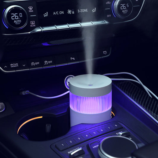 2-Piece Grey Mini Desktop Humidifier - Portable Mist Maker for Home and Car Use